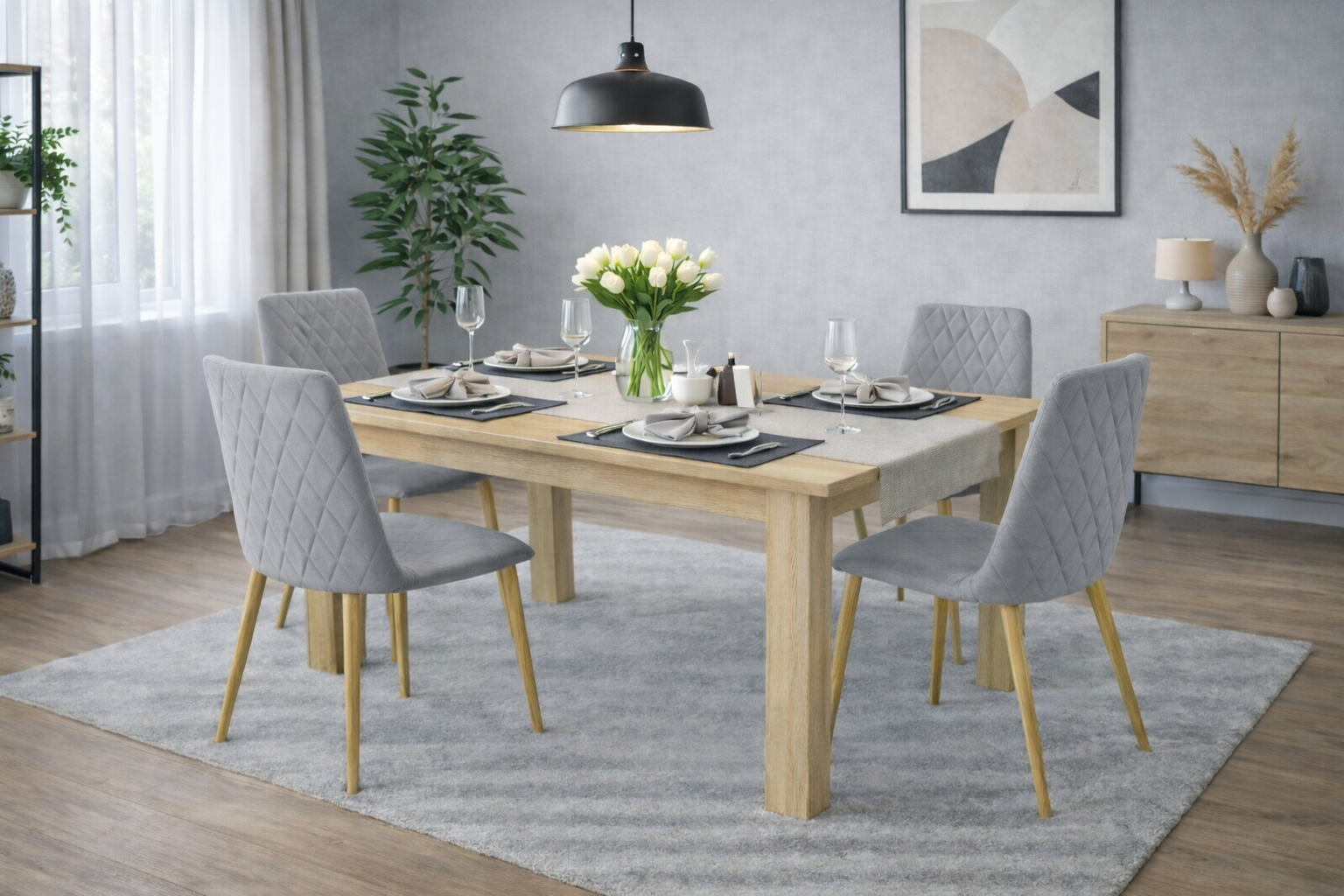 120x80 SONOMA + 4 TURIN LIGHT GREY (WOOD)